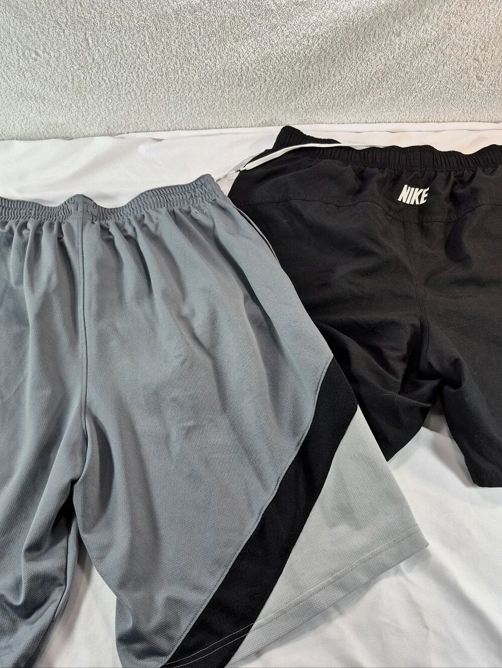 Nike Athletic Shorts Bundle - Black Dri-FIT Running Shorts & Gray Chevron Basket